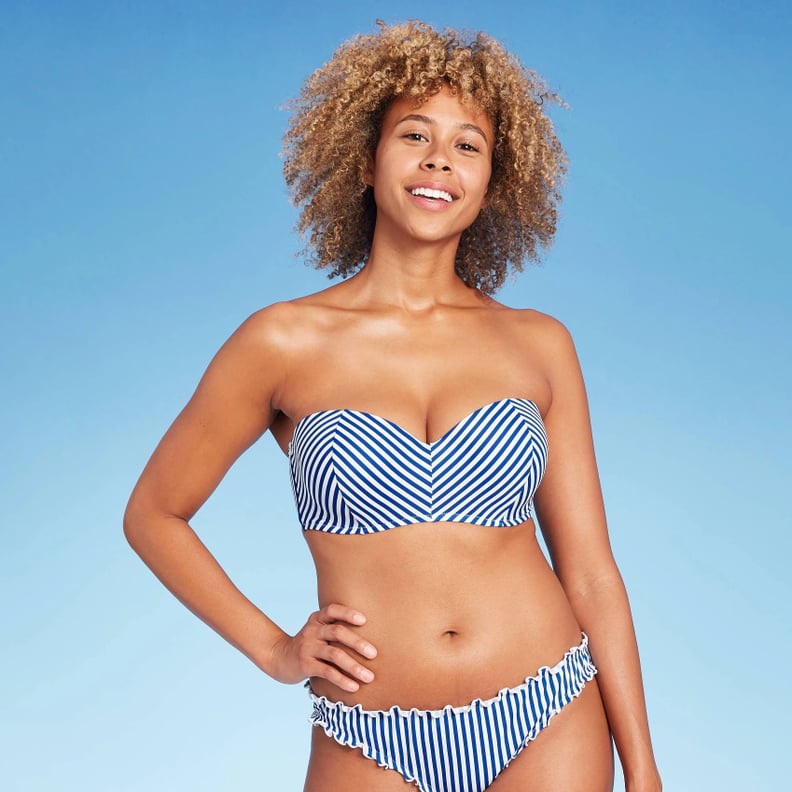 Shade & Shore Sapphire Blue & White Stripe Light Lift Bandeau Bikini Top