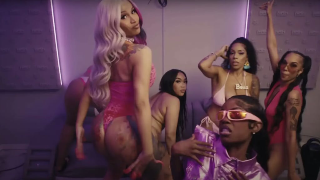 Cardi B's Pink Velvet Thong Bodysuit For "Point Me 2"