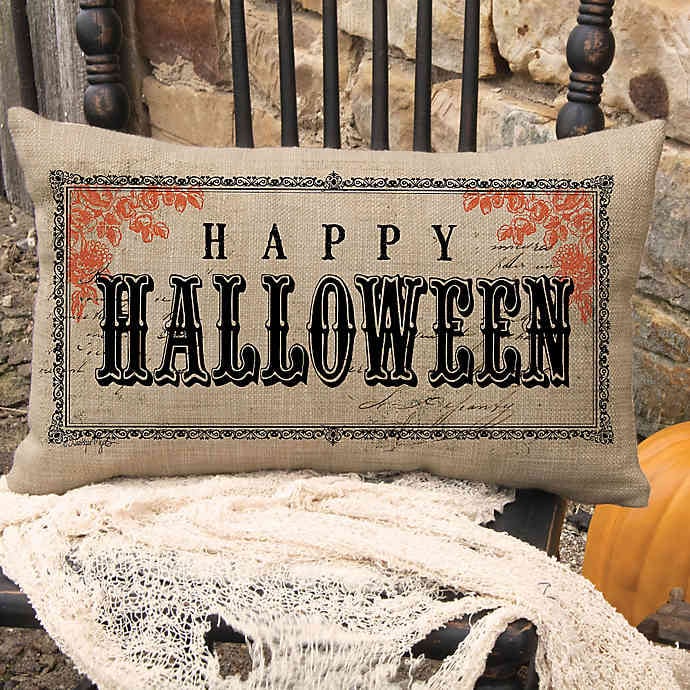 Heritage Lace Vintage "Happy Halloween" Oblong Throw Pillow