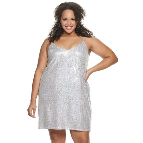 Candie's Plus Size Sparkle Slip Dress Cheap Holiday Party Dresses for