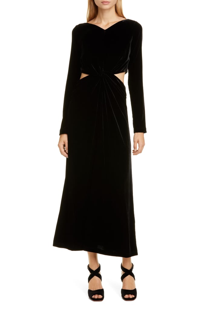 Rachel Comey Mast Cutout Waist Long Sleeve Velvet Dress