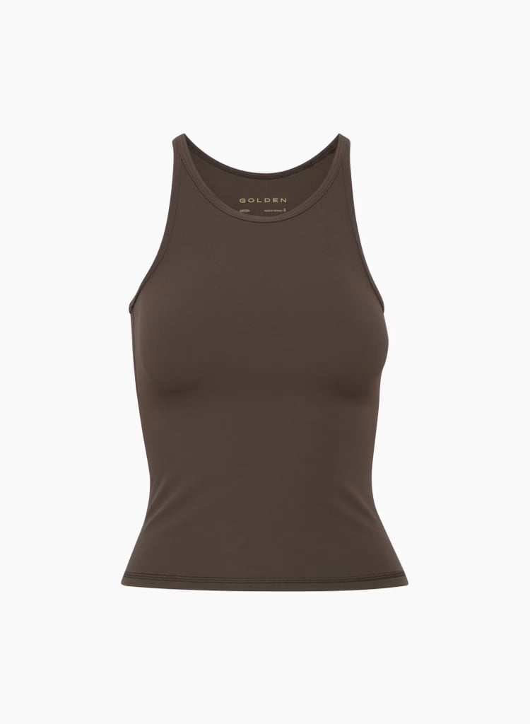Aritzia Golden Butter Essential High-Neck Tank in Rich Mocha Brown