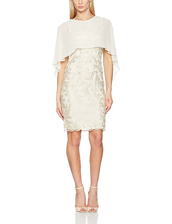 Gina Bacconi Chiffon Cape and Corded Mesh Dress (£290)