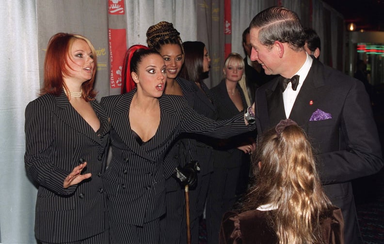 Geri Halliwell, Mel C, Mel B, and Prince Charles