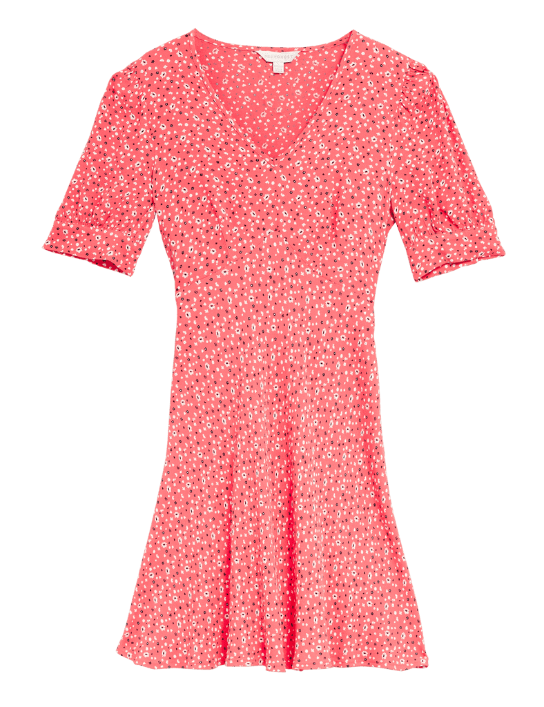 M&S X Ghost Floral V-Neck Puff Sleeve Mini Tea Dress