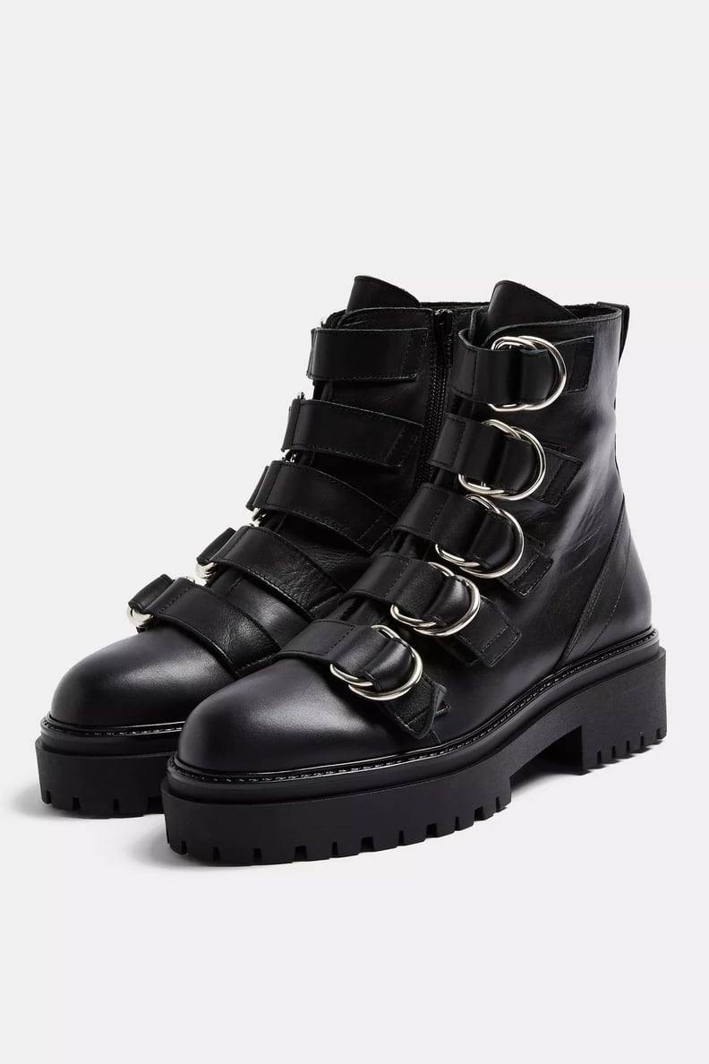 Black Chunky Leather Boots