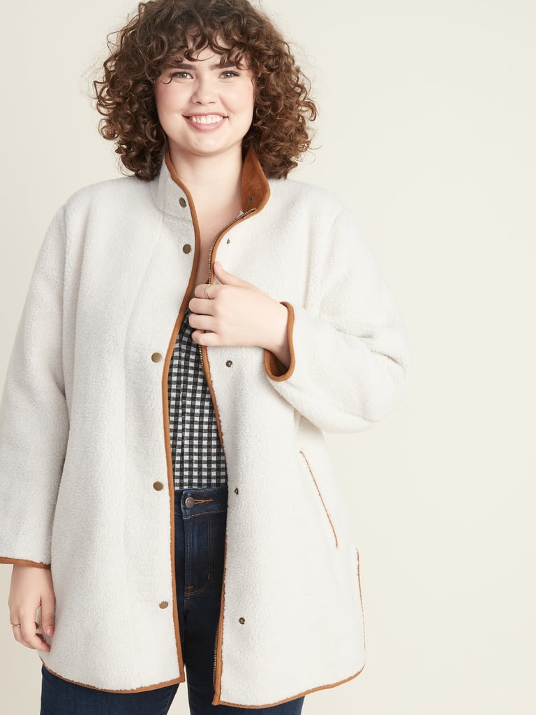 Old Navy Plus-Size Snap-Front Long Sherpa Coat