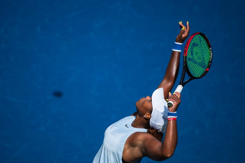 NEW YORK, NEW YORK - AUGUST 31: Taylor Townsend of the United States serves a shot during her 3rd round day 6 Women's Singles 2019 US Open match against Sorana Cirstea of Romania at the USTA Billie Jean King National Tennis Center on August 31, 2019 in Qu
