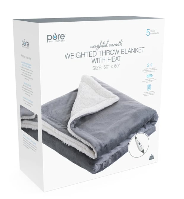 Pure Enrichment Heated Weighted Blanket For Stress Relief | POPSUGAR