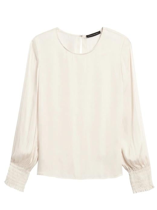 Satin Smocked-Sleeve Blouse | Comfortable Clothes at Banana Republic ...