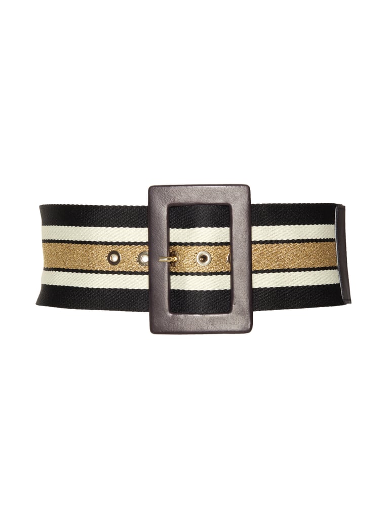 Alice + Olivia Leather Buckle Glitter Belt ($198)