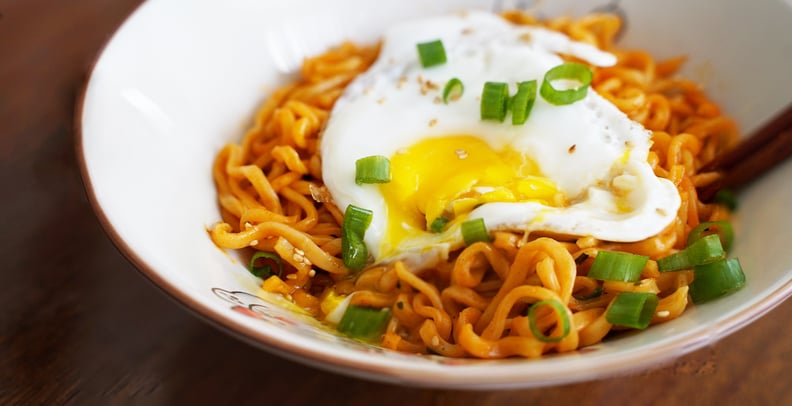 Jungkook instant ramen with fried egg and green onions