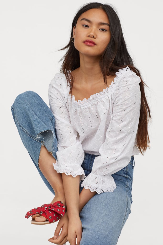 H&M Blouse With Eyelet Embroidery