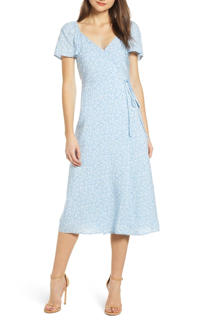 4SI3NNA Short Sleeve Wrap Dress Summer Wedding Guest
