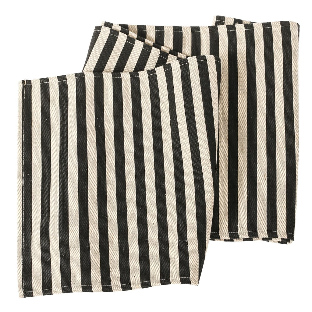 Black and Cream Stripe Burlap Table Runner (14) Modern Farmhouse