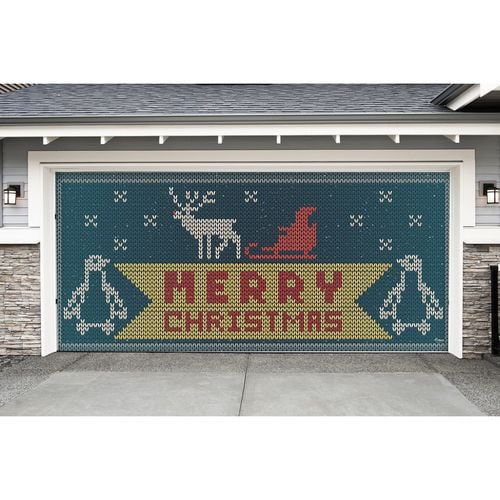 Merry Christmas Outdoor Double Car Garage Door Banner Garage