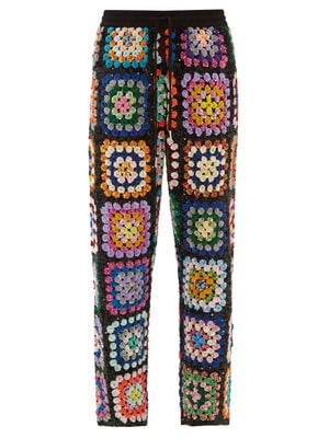 Ashish Sequinned Patchwork Crochet Trousers