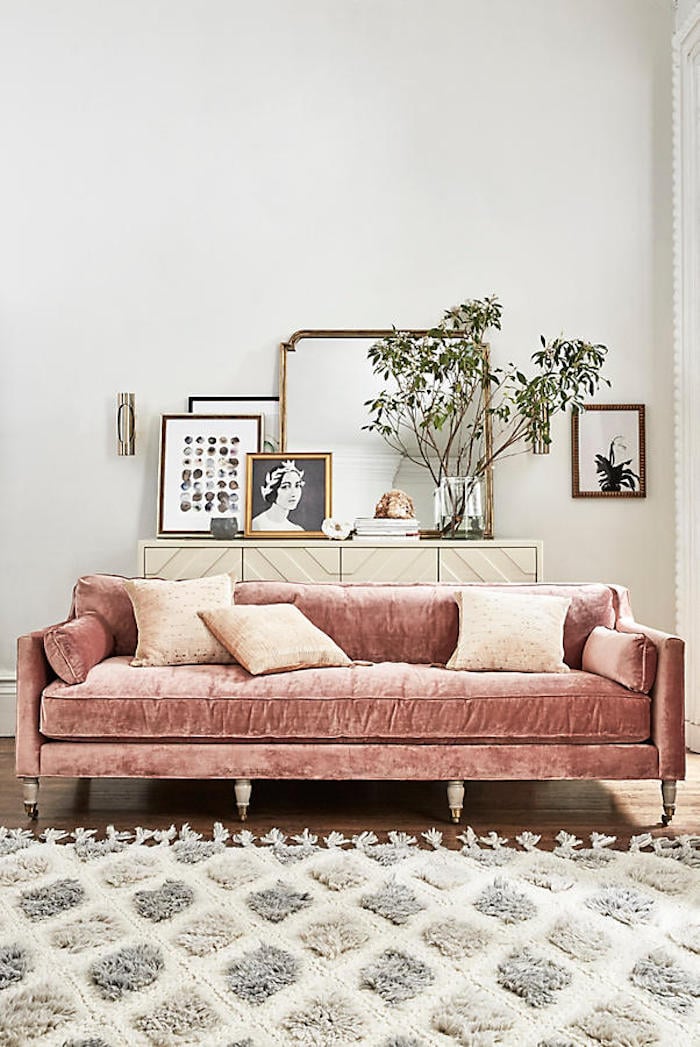 Anthropologie Slub Velvet Leonelle Sofa