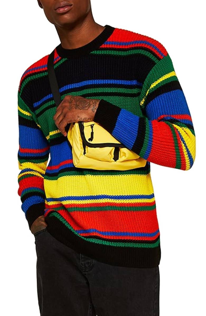 Topman Rainbow Stripe Classic Fit Sweater