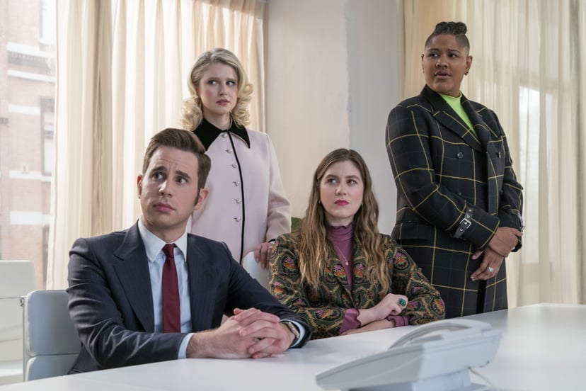 THE POLITICIAN (L to R) BEN PLATT as PAYTON HOBART, JULIA SCHLAEPFER as ALICE CHARLES, LAURA DREYFUSS as MCAFEE WESTBROOK and RAHNE JONES as SKYE LEIGHTON in episode 206 of THE POLITICIAN Cr. NICOLE RIVELLI/NETFLIX  2020