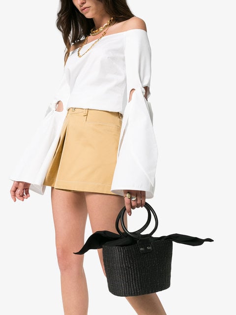 Sensi Studio Handle Mini Straw Basket Bag