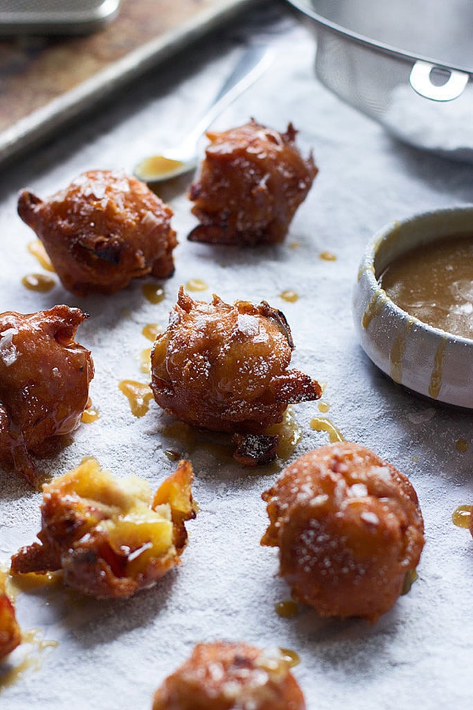 Peach Fritters With Salted Caramel Sauce