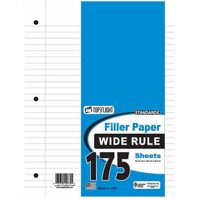 Top Flight 175 Sheet Wide Ruled Filler Paper