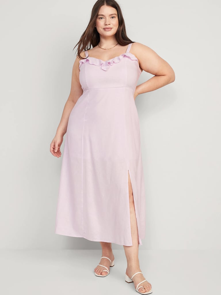 Old Navy Fit & Flare Linen-Blend Ruffle-Trimmed Maxi Cami Dress