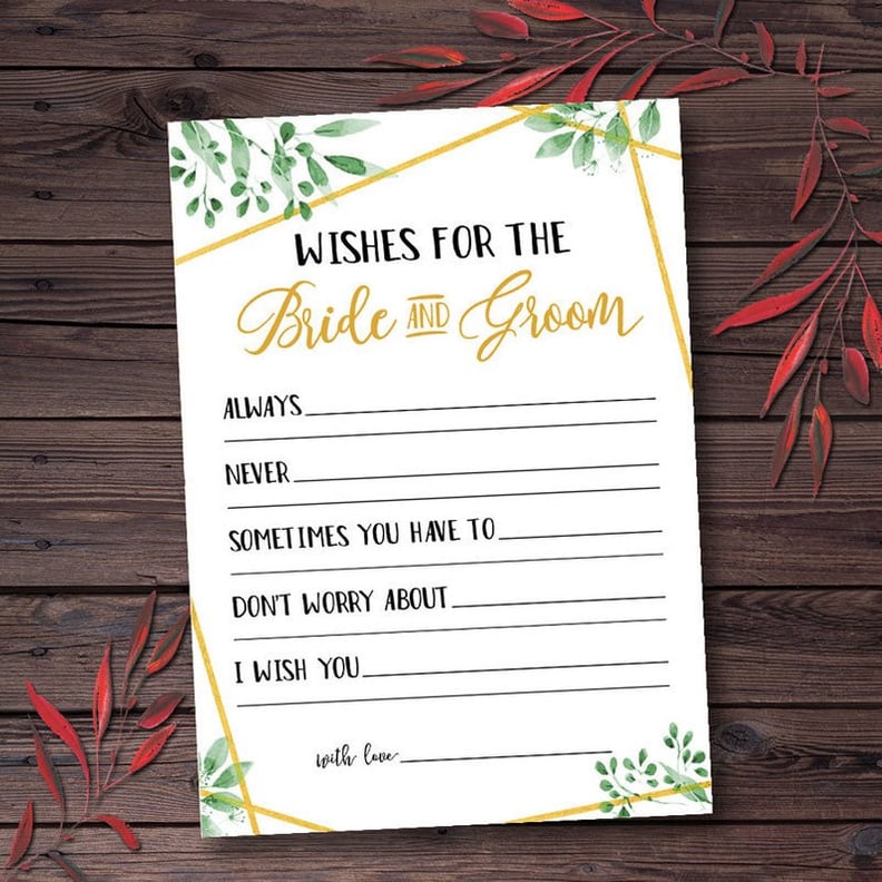 Wishes For Bride and Groom Printable Bridal Shower Game