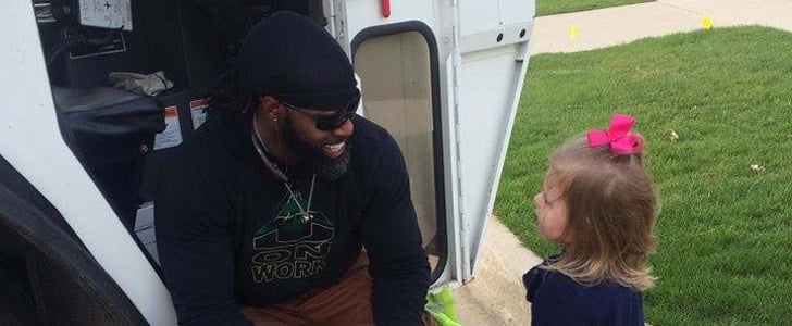 Little Girl Meets the Garbage Man For Her Birthday