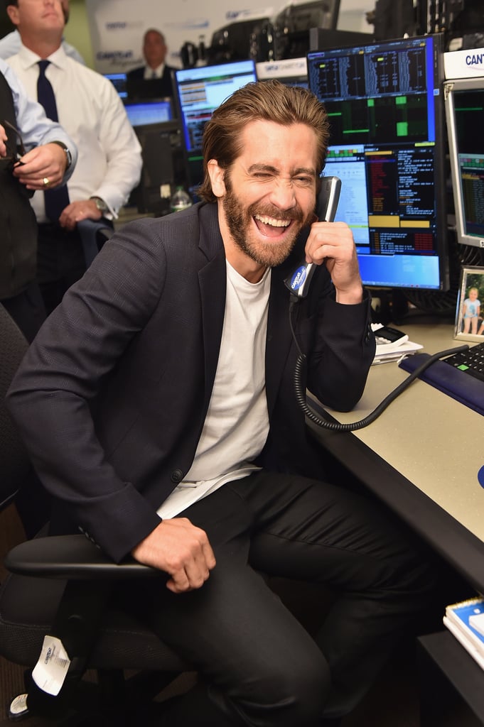 Jake was all laughs while answering phones during Annual Charity Day in September 2017.