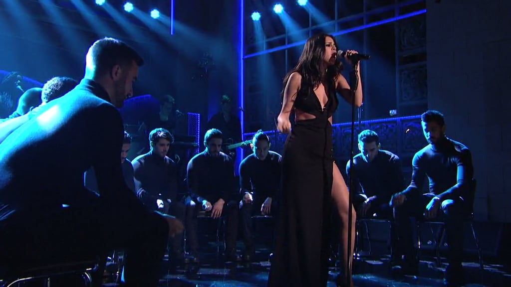 Selena Gomez's Black Slit Dress on SNL
