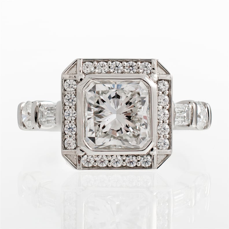 J. Briggs & Co Radiant Art Deco Halo Diamond Engagement Ring