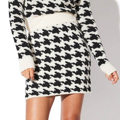 Vylette Houndstooth Sweater Skirt