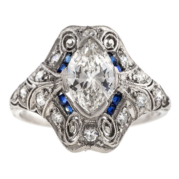 Art Deco Marquise Diamond Engagement Ring