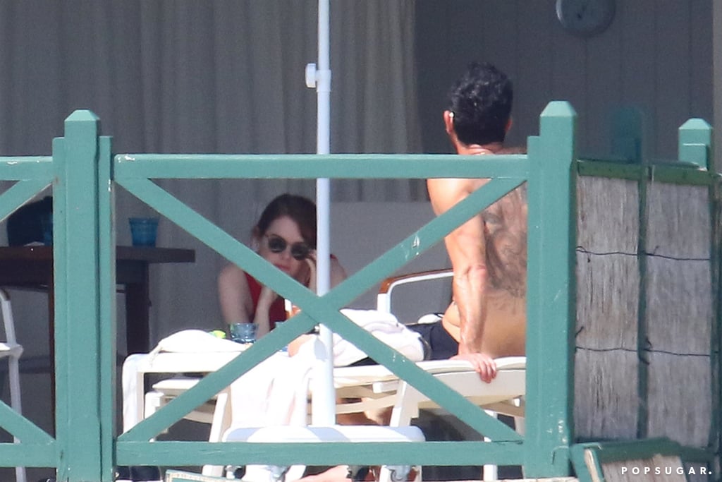 Emma Stone and Justin Theroux Beach Pictures May 2018