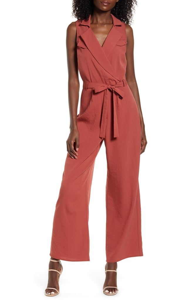 Row A Sleeveless Tie-Waist Jumpsuit