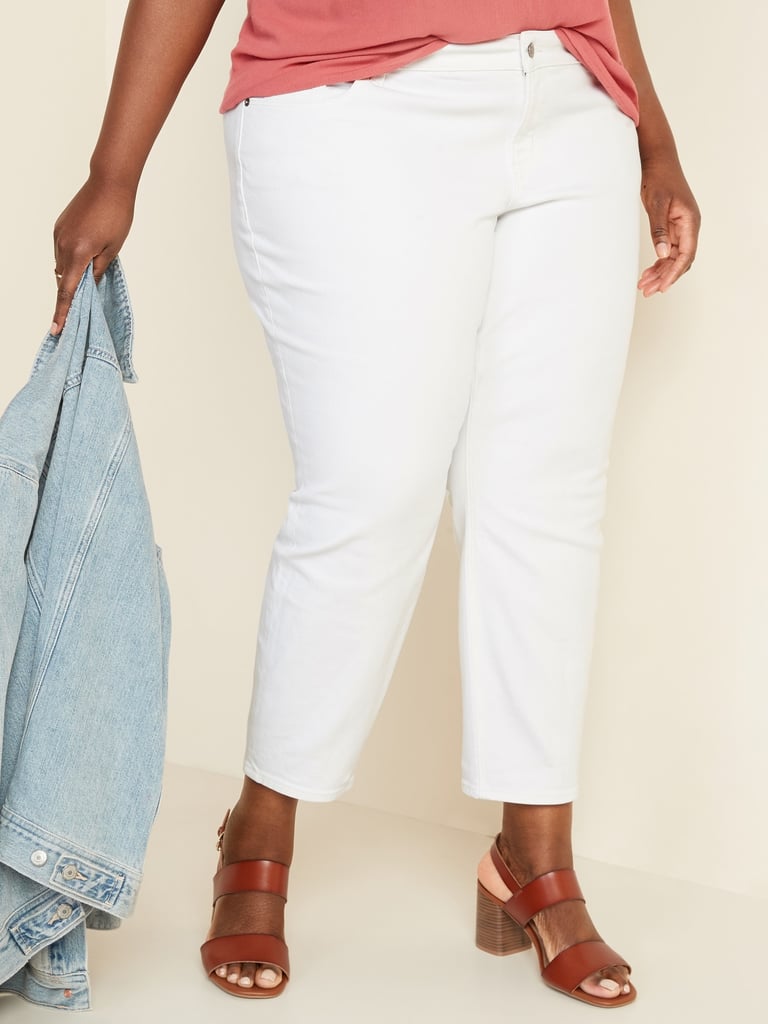 Mid-Rise Boyfriend Plus-Size White Jeans