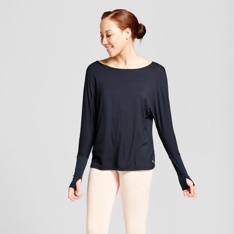 JoyLab Women's Open Back T-Shirt with Ribbed Sleeves