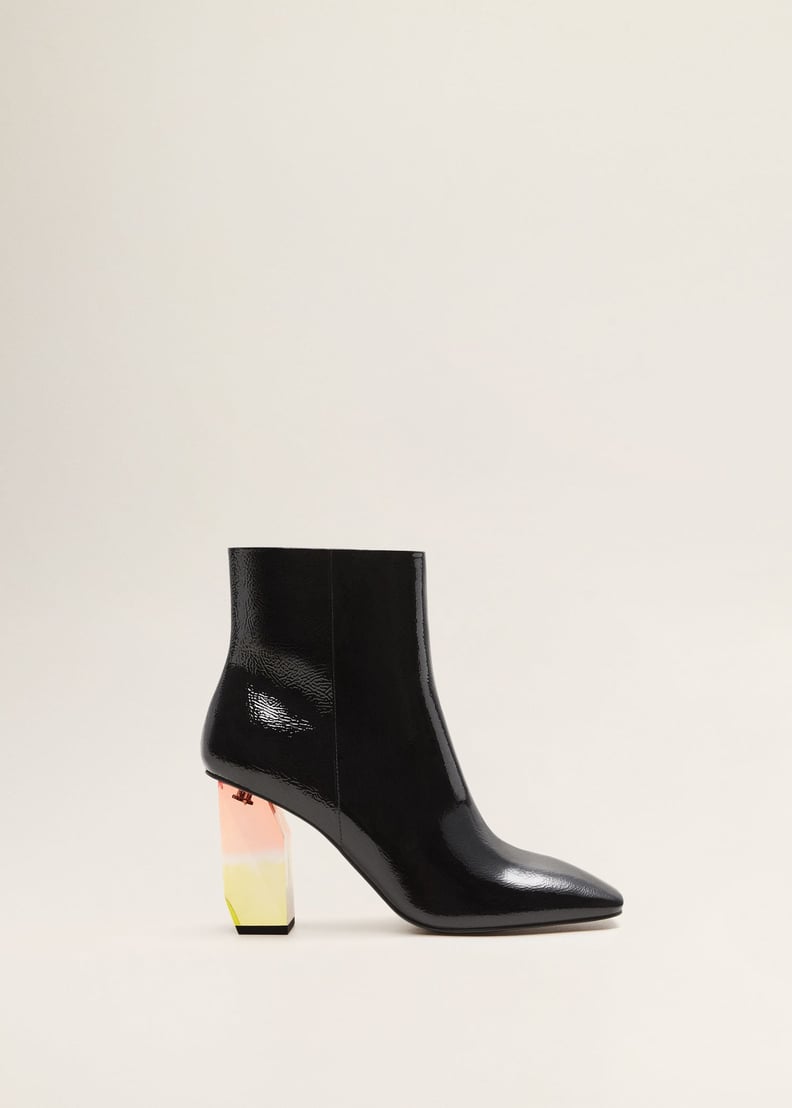 Mango Geometric Heel Leather Ankle Boots