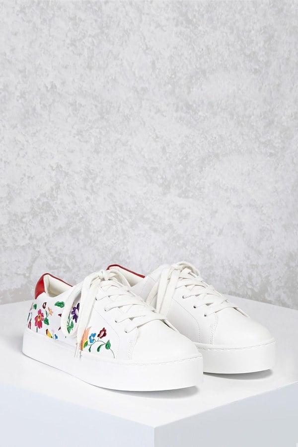 Forever 21 Flower Embroidered Sneakers