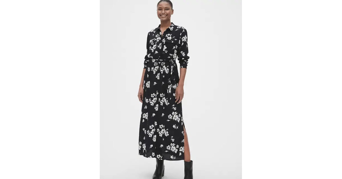 gap black floral dress