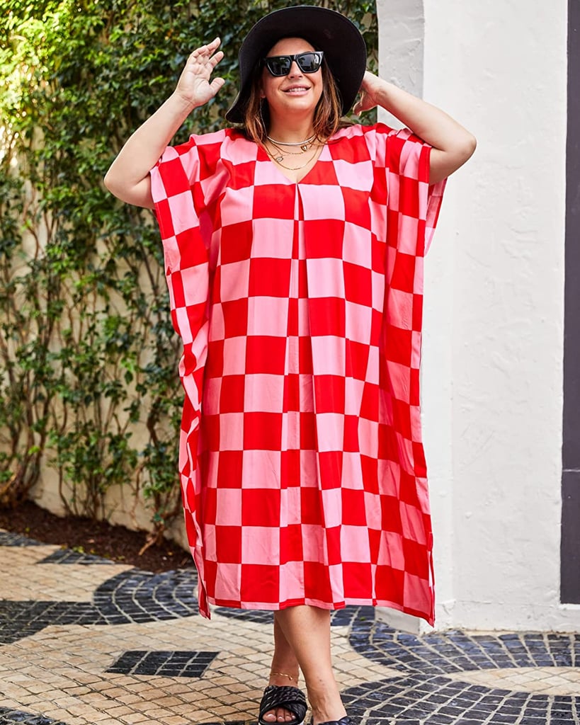 A Checkered Dress: Amazon The Drop x Katie Sturino Checkboard Print V-Neck Kaftan Maxi Dress