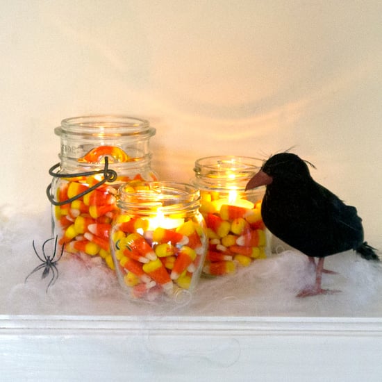 DIY Candy Corn Candleholders