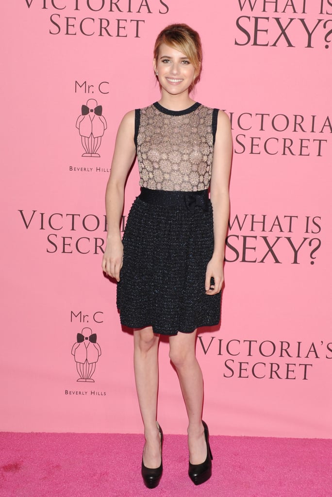 Emma walked the pink carpet at the Victoria's Secret What Is Sexy? party in a flirty cocktail dress in May 2012.