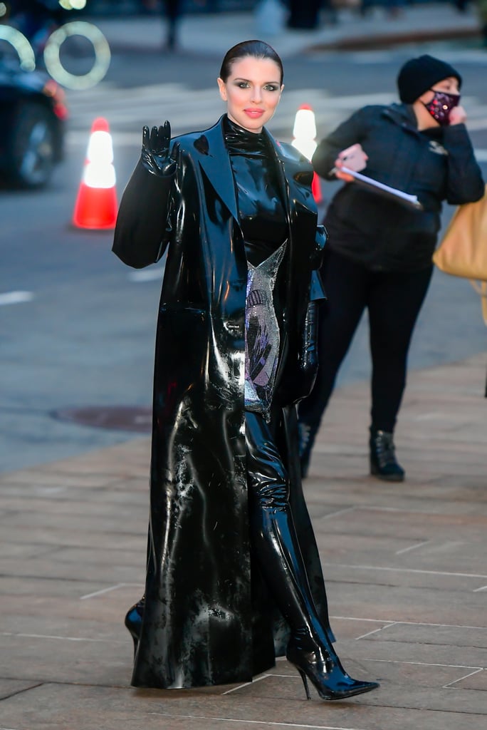 Julia Fox Wears Latex Bodysuit and Chainmail Catwoman Dress