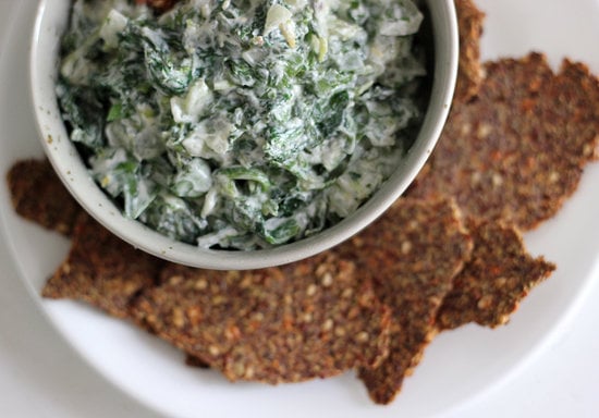 Spinach Dip With Flaxseed Crackers