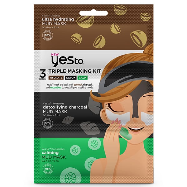 Yes To Triple Masking Kit: Coconut/Charcoal/Cucumbers