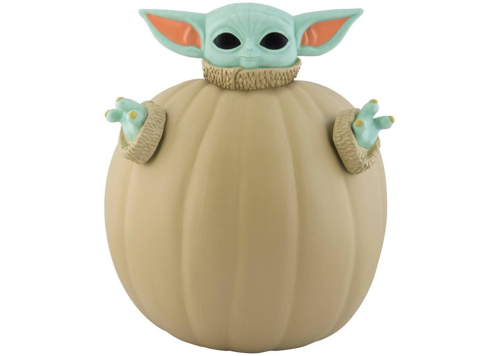 A FInished Pumpkin Using the Star Wars The Child Halloween Pumpkin Push-In Kit