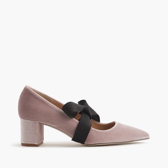 J.Crew Avery velvet pumps with bow 